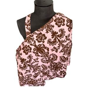 Breast Feeding Cover Women's OS Pink Brown Paisley Neck Band and Strap Fastener